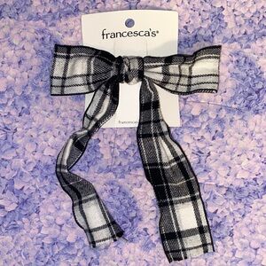 Francesca's Black and White Plaid Ribbon Hair Bow